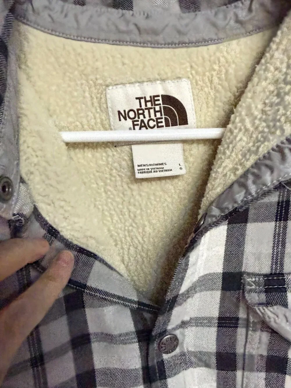 The‎ North Face Men’s Sherpa Flannel Jacket Large Plaid Snap EUC